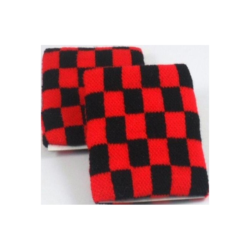 Brassard bandeau à motif damier noir et rouge