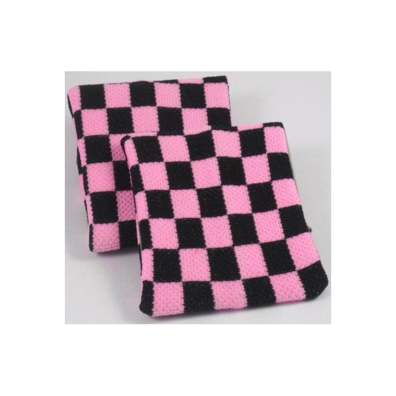 Brassard bandeau à motif damier noir et rose