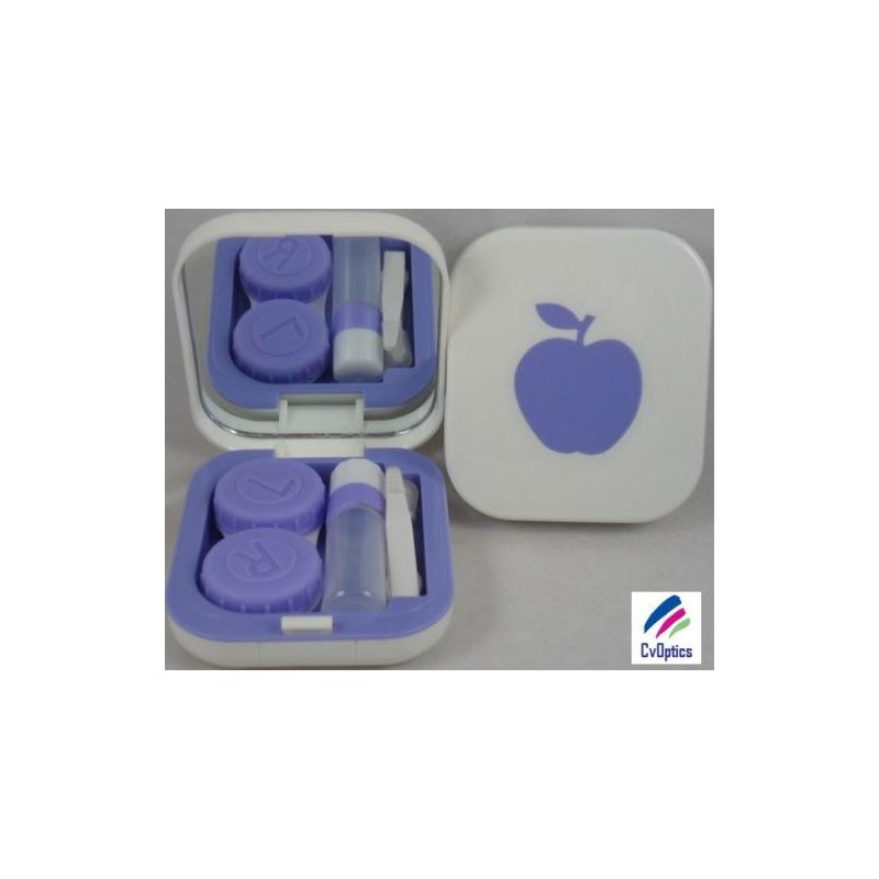 Kit da viaggio per lenti a contatto dal design viola Apple con specchio