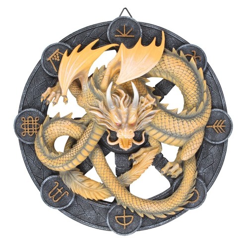 Imbolc Dragon Wandschild aus Kunstharz von Anne Stokes