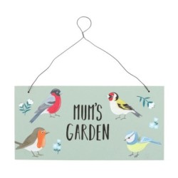 Cartel de pájaros del jardín británico de Mum's Garden