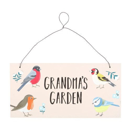 Grandma's Garden Schild mit britischen Gartenvögeln