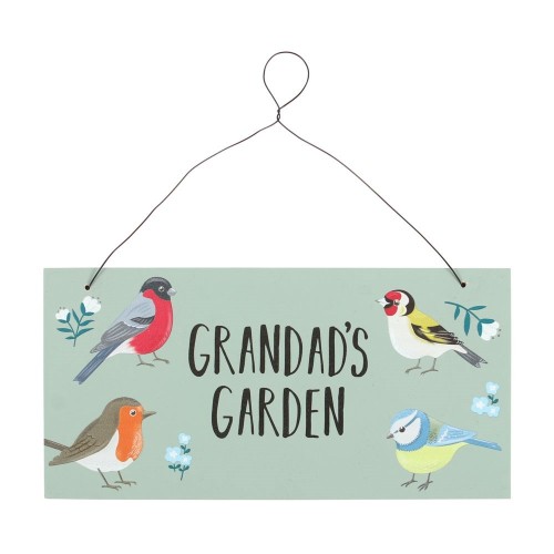 Grandad's Garden Schild mit britischen Gartenvögeln