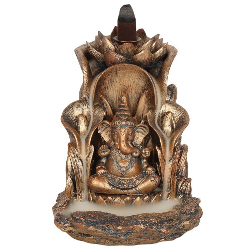 Quemador de incienso de reflujo Ganesh de bronce