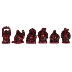 Set mit 6 Buddhas aus rotem...