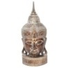 Großes, rustikales Buddha-Kopf-Ornament aus Holz