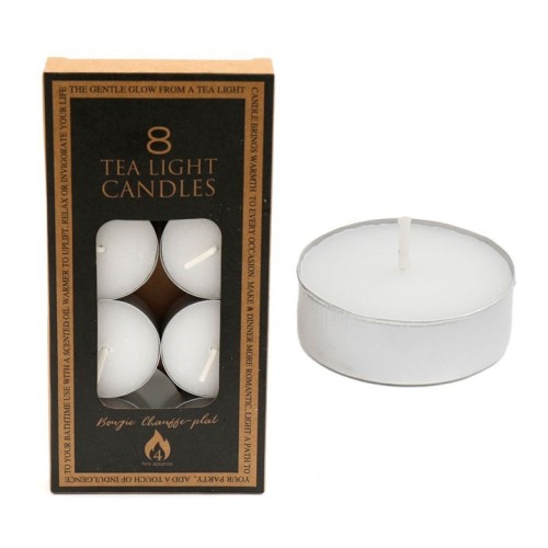 Paquete de 8 velas candelita sin perfume de 4 horas