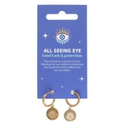 Gold Toned All Seeing Eye Earrings