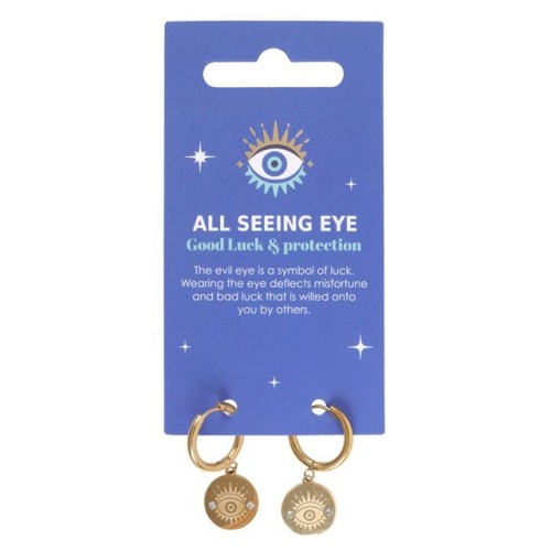 Gold Toned All Seeing Eye Earrings