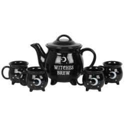 Witches Brew Ceramic Cauldron Tea Set