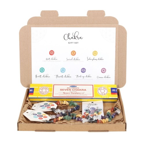 Set de regalo de joyas con chips de cristal de chakras