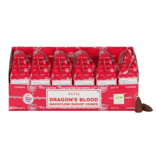 Set mit 6 Päckchen Satya Dragon's Blood Backflow Dhoop Cones