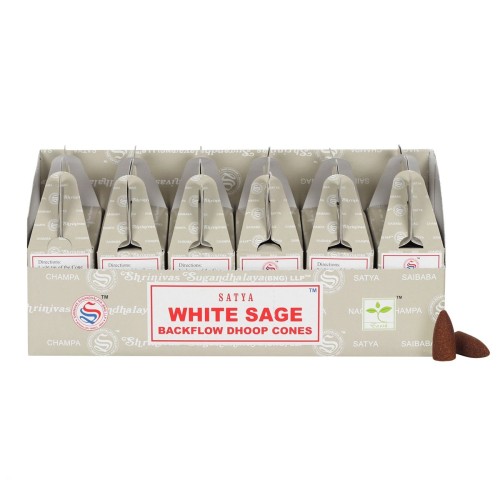 Juego de 6 paquetes de conos Satya White Sage Backflow Dhoop