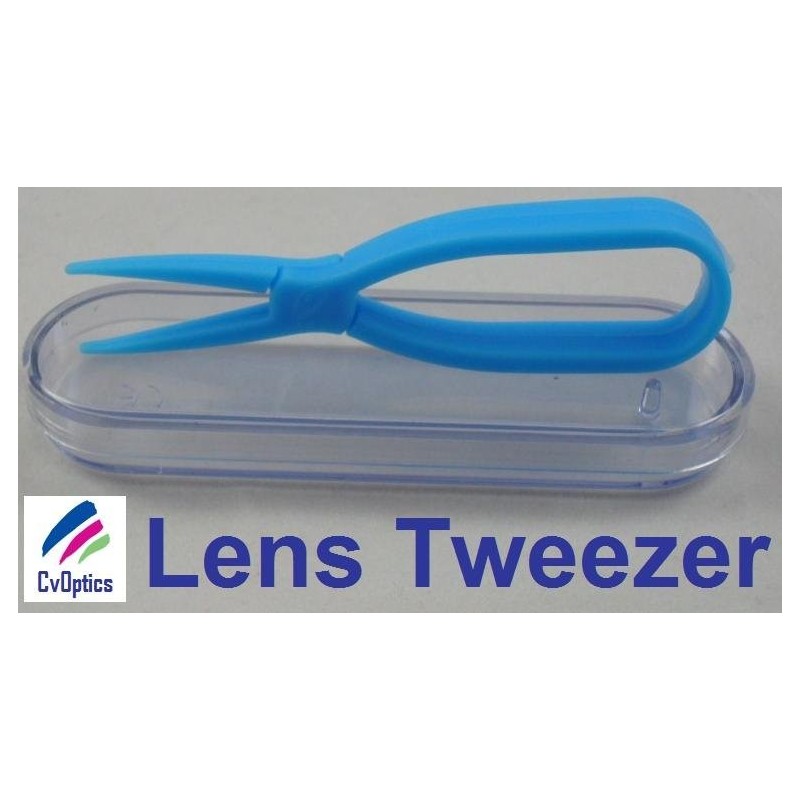 Pinzas estilo tijera azul para manipular lentes de contacto