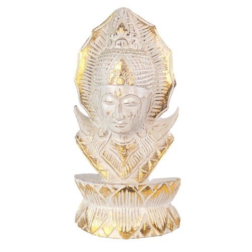 Weiß getünchter Thai-Buddha aus Albasia-Holz