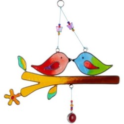 Pájaros del amor en una rama Suncatcher