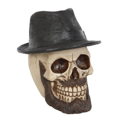 Totenkopf-Ornament mit Trilby-Hut