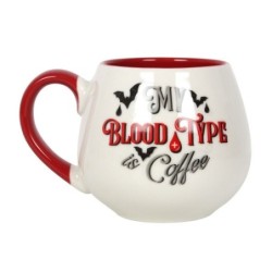 Taza Redondeada Mi tipo de sangre es café