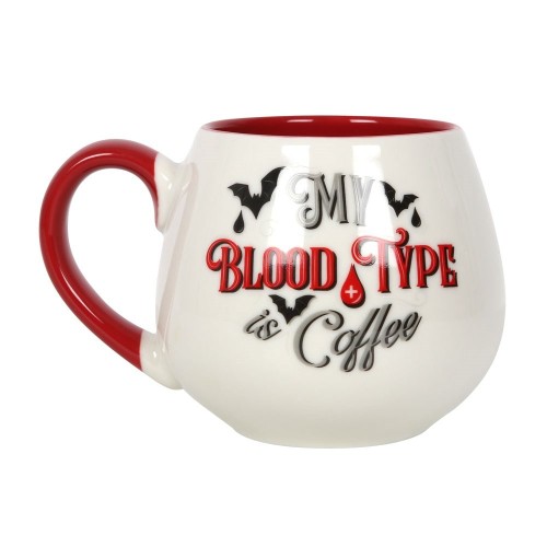 Taza Redondeada Mi tipo de sangre es café