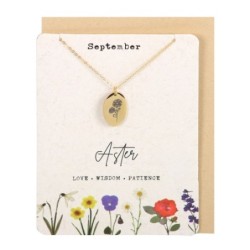 Tarjeta Collar de flores de nacimiento de Aster de septiembre