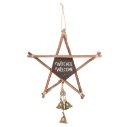 30 cm großes Hexen-Willkommens-Pentagramm-Schild mit Glöckchen