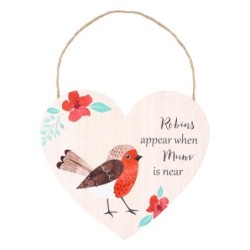 Cartel colgante con forma de corazón de Mum Winter Robin