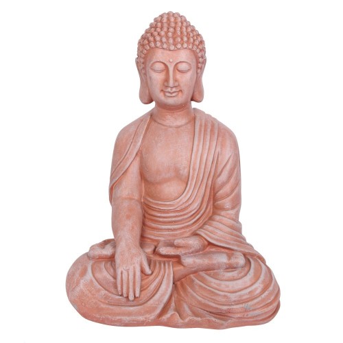 Sitzender Garten-Buddha in Terrakotta-Optik, 52 cm