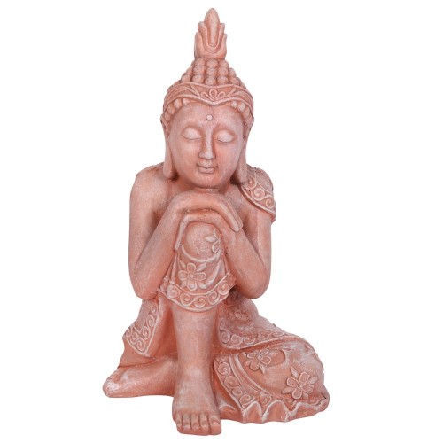 Sitzender Garten-Buddha in Terrakotta-Optik, 56 cm