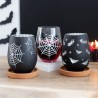 Set of 2 Spider and Web Stemless Wine Glasses