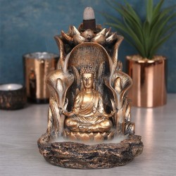 Rückfluss-Räuchergefäß aus Bronze mit Buddha-Motiv