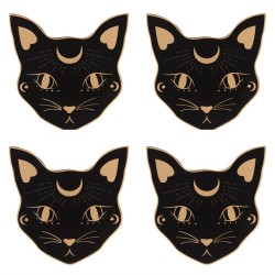 Mystic Mog Cat Face Coaster Set