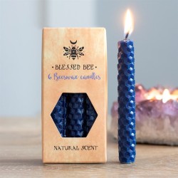 Juego de 6 velas de hechizos de cera de abejas azules