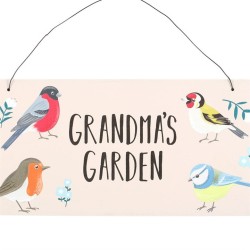 Grandma's Garden Schild mit britischen Gartenvögeln