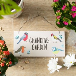 Grandma's Garden Schild mit britischen Gartenvögeln