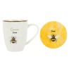 Juego de posavasos y taza de cerámica Queen Bee