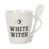 Juego de taza y cuchara de bruja blanca