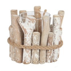 White Washed Driftwood Candle Holder