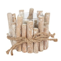 White Washed Driftwood Candle Holder