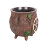 Pentagram Bark Effect Resin Cauldron Plant Pot