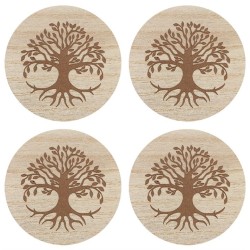 Set of 4 Tree of Life Engraved Coasters