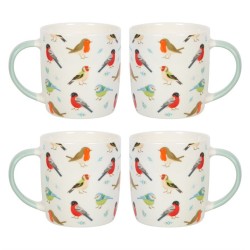 Juego de 4 tazas de pájaros de jardín