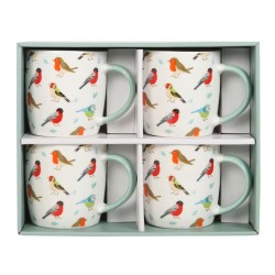 Juego de 4 tazas de pájaros de jardín