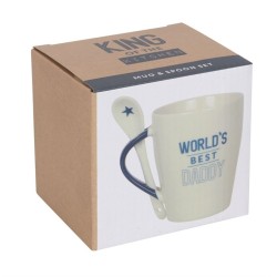 Set aus Keramiktasse und Löffel „World's Best Daddy“.