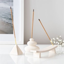 Cream Speckle Balancing Stones Incense Stick Holder