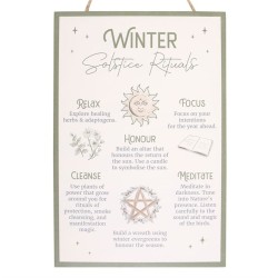 Cartel colgante de MDF con rituales del solsticio de invierno de 30 cm