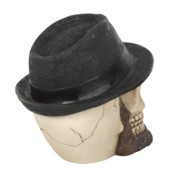 Adorno de calavera con sombrero Trilby