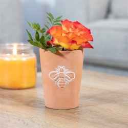 Small Terracotta Single Bee Motif Plant Pot