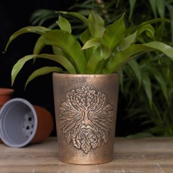 Green Man Bronze Terracotta Plant Pot by Lisa Parker