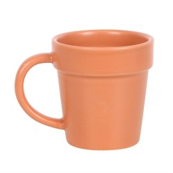 Taza de cerámica con macetero liso y cuchara pala