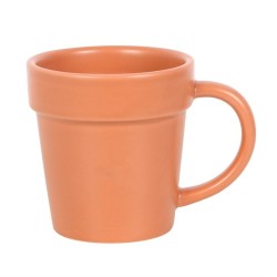 Taza de cerámica con macetero liso y cuchara pala